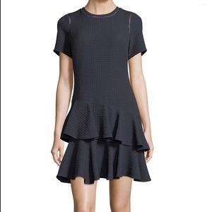 Rebecca Taylor navy jacquard crewneck dress